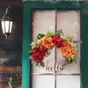 Декоративные цветы осенние венок для входной двери Hydrangea Осень привет Werath Bandgiving Cemetery венки Рождество