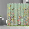 Shower Curtains Flower Bird Curtain Yellow Branches Asian Oriental Style Spring Nature Garden Landscape Bath Cloth Bathroom Decor