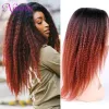 Wigs Kinky Curly Afro Hair Wigs Yaki Straight Wigs Ombre Synthetic Wig For Women Medium Part Women Black Natural Female Wigs cosplay