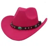 Basker västra cowboy hatt tibetansk stil topp damer rulla brim cowgirl cap jazz fedora hattar kände etniska för kvinnor män