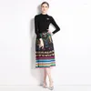 Sukienki robocze czarne damskie garnitury spódnica jesień Elegancki szczupły zestaw dwuczęściowy zestaw
