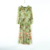 Casual Dresses 2024 Fashionable Women's Green Fragmented Silk Dress Large Loose Tight Beach Long Elegant Party Vestidos