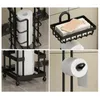 Armazenamento de cozinha Multifuncional de papel higiênico Rolo de papel Stand banheiro Acessórios de pé grátis preto varejo