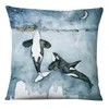 Kissen Britische Kunst Aquarellmalerei Druckkoffer Deep Whale Home Dekoration Dekor Sofa Wurfabdeckung 45 45 cm