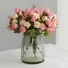 Декоративные цветы 30 см. Искусственный букет с 15 головами блестящая осенняя роза шелк цветок