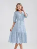 Marwin Cotton Hollow Out Summer Dres Holiday Perppy Casual High midja Ruffled Mini Vneck Dresses Aline Frills Vestido 240408