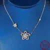 Pendants Hollow Out Five Petal Flower Necklace For Women's Shaped Wildflower Small Pendant S925 Silver Collarbone Chain Thi