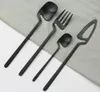 Matte schwarze Besteckset 1810 Edelstahl Esstabelle Besteck Messer Fork Spoon Dinnerwaren Party Silber5770589