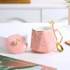 Muggar elegant keramisk kopp med locksked kreativt kontor vatten kaffemugg par presentmjölk koppar