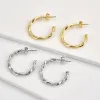 Boucles d'oreilles Andywen 925 Sterling Silver Gold Twist Twists Piercing Jewelry Round Ohrringe Wedding 2020 Rock Punk Fashion Luxury Jewels