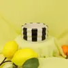 Plates Creative Ceramic Round Bowl Black and White Vertical Pattern Dessert Cake Baking Minimalist Snack Fruit