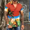 Casual shirts voor heren Summer Mens 'Beach Blouses Gedrukt patchwork korte mouw bovenste blouse opgebroken Cardigan revers dunne tops hombre