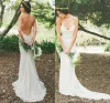 Jurken Simple Boemian Lace Wedding Jurken Boho Casual Country Trouw Jurk Sexy Backless Fited Bridal Jurys Garden Beach Bridal Dress S