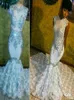 Breading Biding Floral White Sirène Robes Prom Bijouaux Neck Soupliques Appliques Black Girls Pageant Robes Formelles Robes de soirée6153473