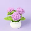 Flores decorativas Decoração de flores de malha artesanal Planta em vaso realista para crochê artesanal de crochê Floral
