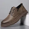 Casual Shoes Men's Business Leisure Leather Work äkta Lace Up Youth Trendy Schuhe Mann Sapatos Sociais Masculino