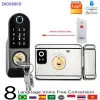 Lock Tuya WiFi Smart Door Lock APP التحكم عن بُعد Ttlock Bluetooth Fingerprint Biometric Digital Card Card Rim Lock Electronic Lock