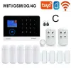 Kits 4G GSM Alarm System Tuya Smart Life App Control Door/Window Sensor PIR Motion Detection Wifi GSM Home Burglar Security Alarm