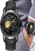 Luxury Black 3D Grabado Dragón Automático Mecán Mecánico Relojes Deportes impermeables para hombres Muñeca para veteranos Reloj Male Reloj y198497847