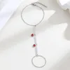 Länk armband qiming kärlek hjärta pärla ringar kvinnor som förbinder hand sele smycken röd finger ring armband gåva