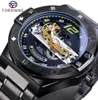 ForSining Classic Bridge Mechanical Watch Men Black Automatic Transparent Gear Full Steel Band Racing Man Sport Watches Relogio3482530