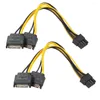 Computer Cables 2pcs Dual 15Pin SATA Male To PCIe 8Pin(6 2) PCI Express PCI-E Video Card Splitter Adapter Power Supply Cable