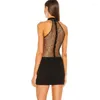 Casual Dresses Sexig paljett Mesh Wrapped Hip Short Black Silk See Through Clothing Summer Elegant Party for Women 2024