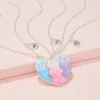 Colliers de pendentif 3pcs / ensemble Butfly paillettes colorées coeur de pêche brisée pour 3 filles amitié BFF Friend bijoux cadeaux