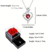 Pendant Necklaces Luxury Red Zircon Heart Necklace With Rose Gift Box For Girlfriend Birthday Christmas Valentine 2024 Romantic Accessories