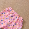 Set di abbigliamento Visgogo bambine vestiti estate vestito estate a maniche corta stampa stampare pannelli pantaloni svasati pantaloni labna
