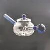 2pcs chinesische Teeform Glasöl Brenner Bong Bubbler Raucher Wasserrohr Dab Rig Bong Asche Catcher Shisha mit OD 30mm Ölschalen