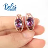 Ohrringe neu erzeugte Nano Alexander Oval 8*10 mm Edelstein 925 Sterling Silber Roségold Ohrring Mode Feine Schmuck für Frauen