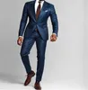 Dark Blue Mens Suits 2021 Wedding Tuxedos Slim Fit One Button Beach Groomsmen For Men Peaked Lapel Formal Prom Suit JacketPants 3356946