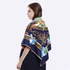 Pobing Espanha Estampa Floral Real 100% Silk Women Women Big Bandana Neckerchief Feminino Hijab Square Fontra