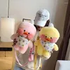 Omuz çantaları kawaii ördek oyuncak peluş çanta karikatür oyuncakları doldurulmuş crossbody bebek okulu kızlar için hediye