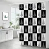 Douchegordijnen geometrisch decor gordijn zwart wit rooster moderne badkamer polyester stof scherm snel drogen waterdicht