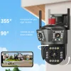 Kameralar 6K 12MP WiFi IP Kamera Açık PTZ Üç Lens Çift Ekran 8x Zoom Otomatik İzleme İnsan Su Geçirmez Güvenlik CCTV Cam