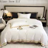 Ensembles de literie 2024 Coton Beauty Home Chambre Set Cover Lit Plat Feuille Plat pour adulte Edredom King Gift Black Broid