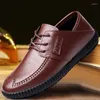 Casual Shoes Four Seasons Business Mens Work Leather Men's Breattable Non-Slip Man Driving Flat