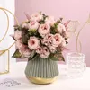装飾的な花人工豊かな牡丹束シミュレーションシルク偽の花の結婚式の花束ホームリビングルームガーデンウェスタンペニスローズ