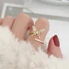 Clusterringe Koreanisch Einzigartige zarte süße Schmetterling offen für Frauen Mädchen Gold Farbe Minimalist Finger Ring Mode Schmuck