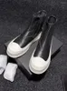 Casual Shoes Designer Spring Hip Hop Mens äkta läder med hög topplappning slip-on tjock botten modeplattform promenad
