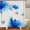 Shower Curtains 3D Beautiful Blue Rose Flower Butterfly Print Curtain Polyester Waterproof Home Decor Bathroom With Hook 180x200