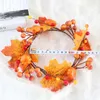 Decorative Flowers Maple Pumpkin Wreath Fall Decor Thanksgiving Day Simulated Manual Silk Cloth Artificial Adornment Leaf