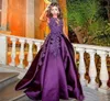 High Neck Purple Satin Long Elegant Prom -jurken voor vrouwen Formele baljurken Afrikaanse avondjurken Vestidos Longos de Festa4273630