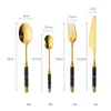 Ensembles de vaisselle -24pcs Gold Ensemble de table en acier inoxydable avec rangement de couteaux à couteau à fourche de luxe Cutlery