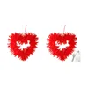 Decorative Flowers Heart Shaped Wreath With LED Light Double Sided Natural Feathers For Door