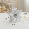 Decorative Flowers 1PC Christmas Gold Silver Imitation Flower Xmas Tree Sequins Artificial DIY Ornaments For Festival Party Year Decor