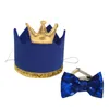 Dog Apparel 2pcs Party Crown Beautiful Tie Creative Cat Hat Pet Supplies For Birthday (Bow And Hat)