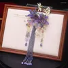 Clip per capelli Fairy Purple RETRO CHINESS Crystal Phoenix Hairpin tradizionale Hanfu Bride Ancient Costume Wedding Cohone Jewelies